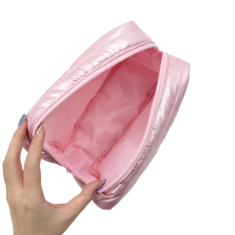 puffer panel zip pouch / soft quilted makeup & travel organizer #2