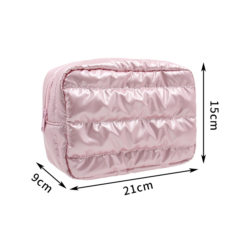 puffer panel zip pouch / soft quilted makeup & travel organizer #2