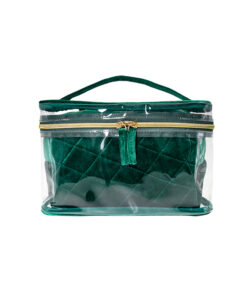 quilted clear cosmetic case set / 3 piece travel makeup organizer kit #2