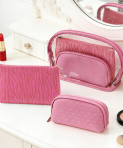 clear travel toiletry bag set / 4 piece cosmetic organizer kit #2