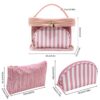 velvet & clear makeup bag set / 2 piece travel cosmetic organizer kit #2