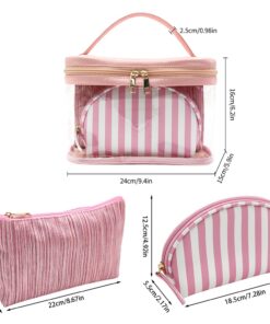 velvet & clear makeup bag set / 2 piece travel cosmetic organizer kit #2