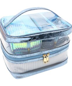 clear cosmetic bag set / 4 piece travel makeup organizer kit #2