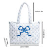 quilted floral & bow tote bag / everyday shoulder bag