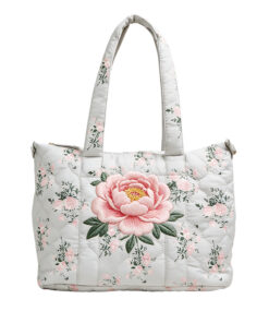 quilted floral & bow tote bag / everyday shoulder bag