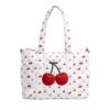 quilted floral & bow tote bag / everyday shoulder bag