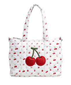 quilted floral & bow tote bag / everyday shoulder bag