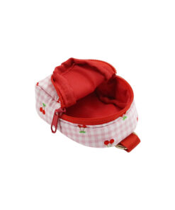 mini backpack key pouch / cherry gingham zipper charm bag