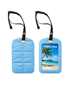 blush blue passport & luggage tag set / travel wallet with gold airplane accent #2