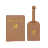 blush blue passport & luggage tag set / travel wallet with gold airplane accent