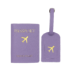 blush blue passport & luggage tag set / travel wallet with gold airplane accent