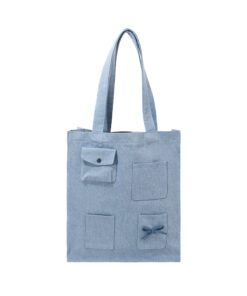 denim multi pocket tote bag / everyday shoulder bag