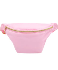 blush pink nylon fanny pack / minimalist waist bag with gold hardware