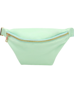 blush pink nylon fanny pack / minimalist waist bag with gold hardware